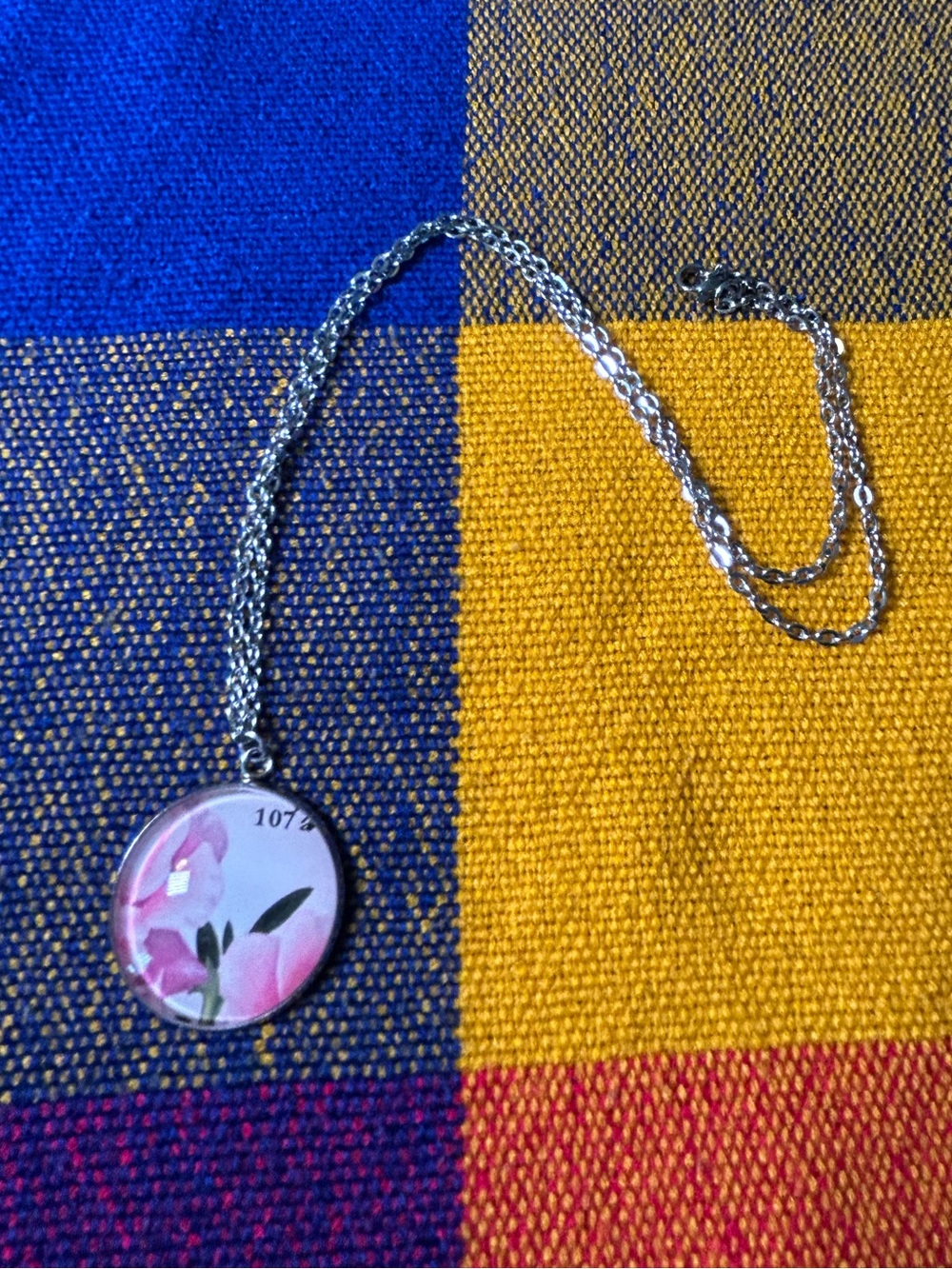 Pink Rhododendron II Pendant Silver Tone Necklace